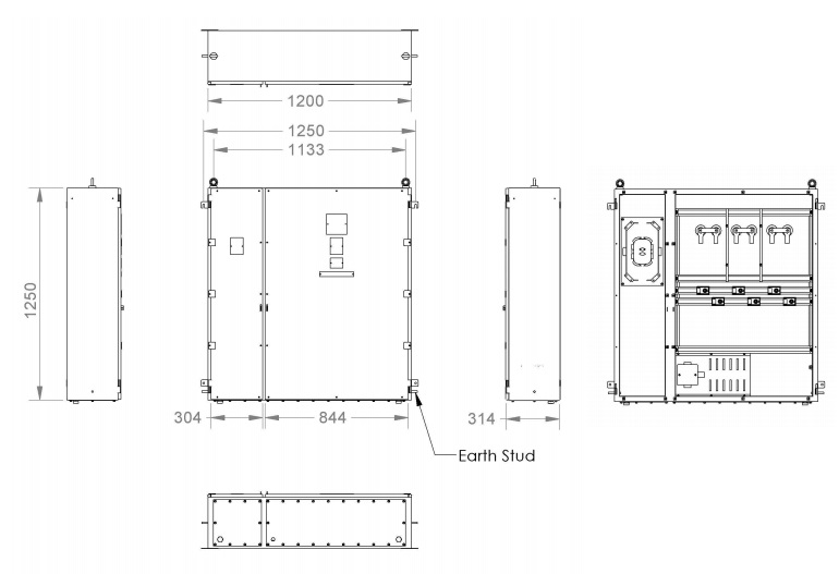 Abtech HVJB 125 HV Hazardous Area (ATEX & IECEx) Electrical Enclosure - Dimensions